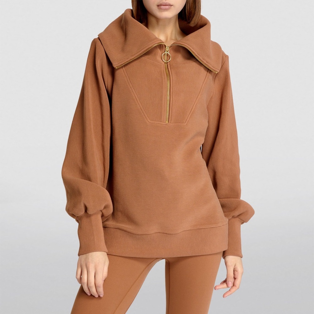 XS VARLEY Vine Half-Zip Sweater Carmel light brown “Rawhide” color